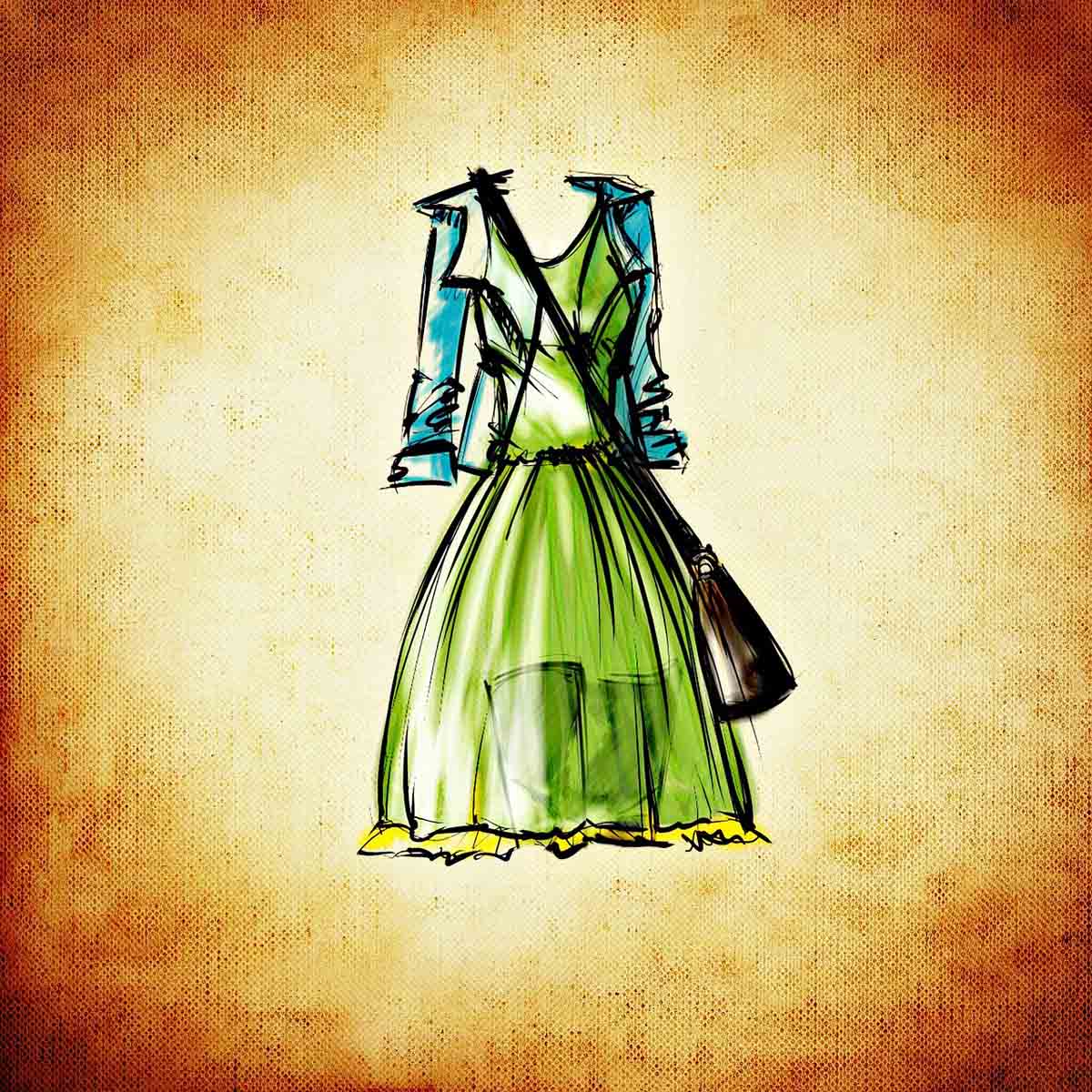 Kleid Grün Zeichnung
